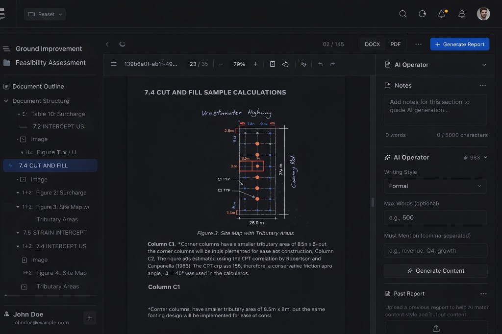 Reportly application preview